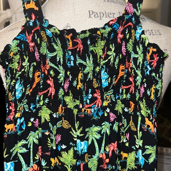 Wonder Nation black & colorful safari palm tree animals long dress Medium (7-8)​ - Picture 7 of 8